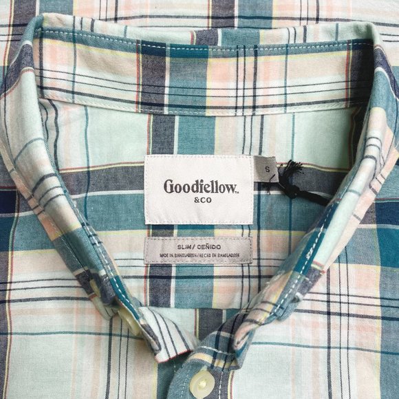 Short Sleeve Blue Turquoise Plaid Button Down - Picture 4 of 4